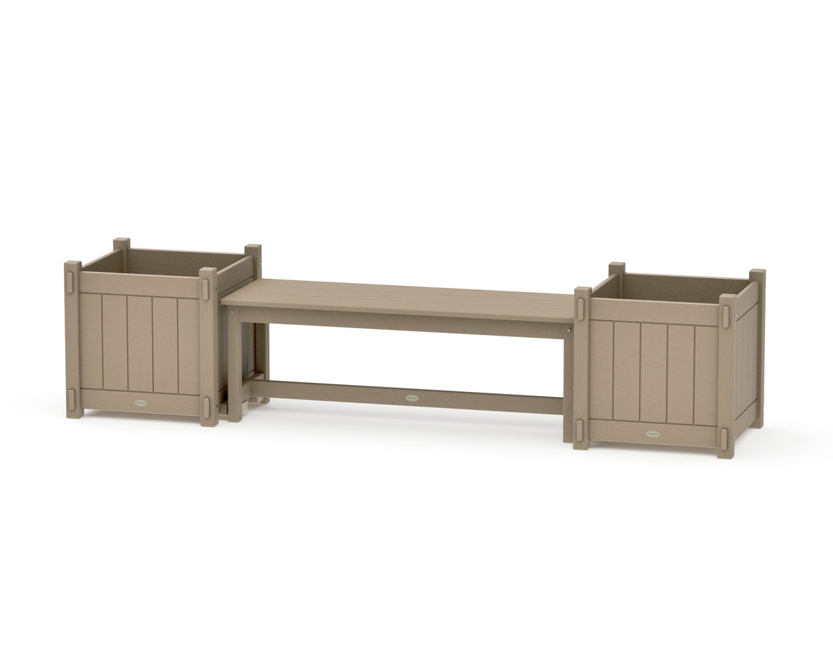 POLYWOOD 48" Vineyard Straight Planter Bench Set - Large in Vintage Sahara