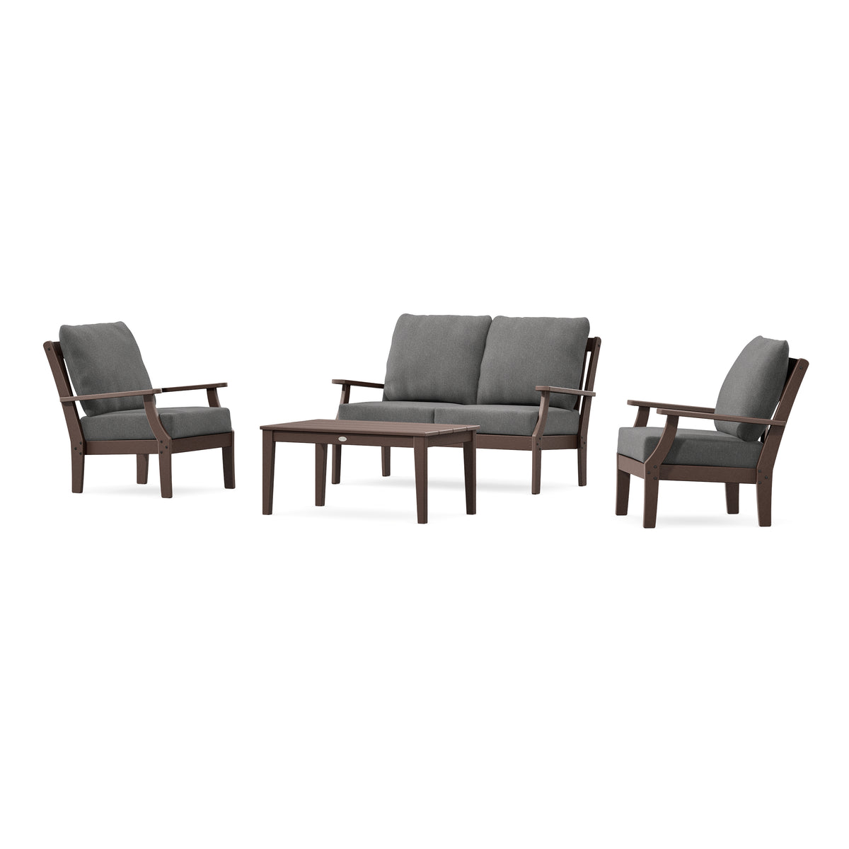 POLYWOOD Braxton 4-Piece Deep Seating Chair Set in Mahogany