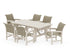 POLYWOOD Coastal Woven Arm Chair 7-Piece Rustic Farmhouse Dining Set in Sand / Dune Grass