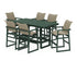 POLYWOOD EDGE Woven Arm Chair 7-Piece Bar Set in Green / Dune Grass
