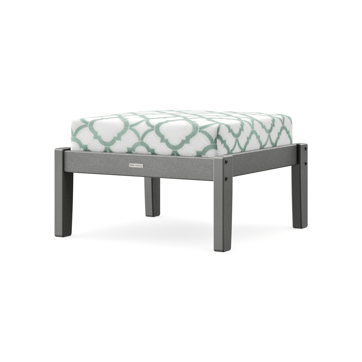 POLYWOOD Chinoiserie Deep Seating Ottoman in Slate Grey / Trellis Glacier Spa