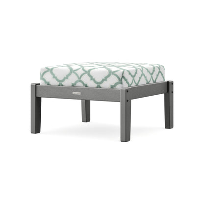 POLYWOOD Chinoiserie Deep Seating Ottoman in Slate Grey / Trellis Glacier Spa