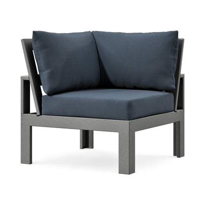 POLYWOOD Modular Corner Chair in Slate Grey / Marine Indigo
