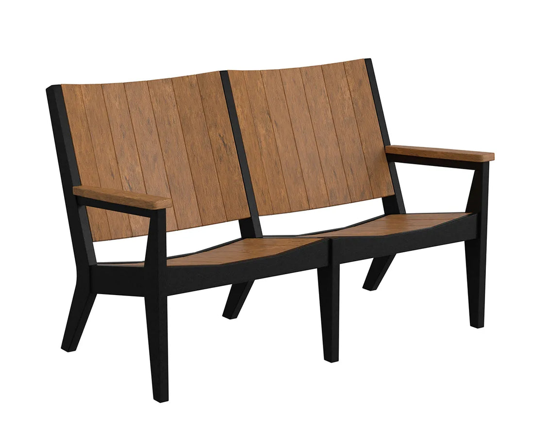 Berlin Gardens Mayhew Chat Loveseat, cedar slats with a black frame