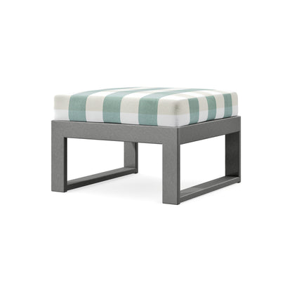 POLYWOOD Modular Ottoman - Modern in Slate Grey / Buffalo Plaid Glacier Spa
