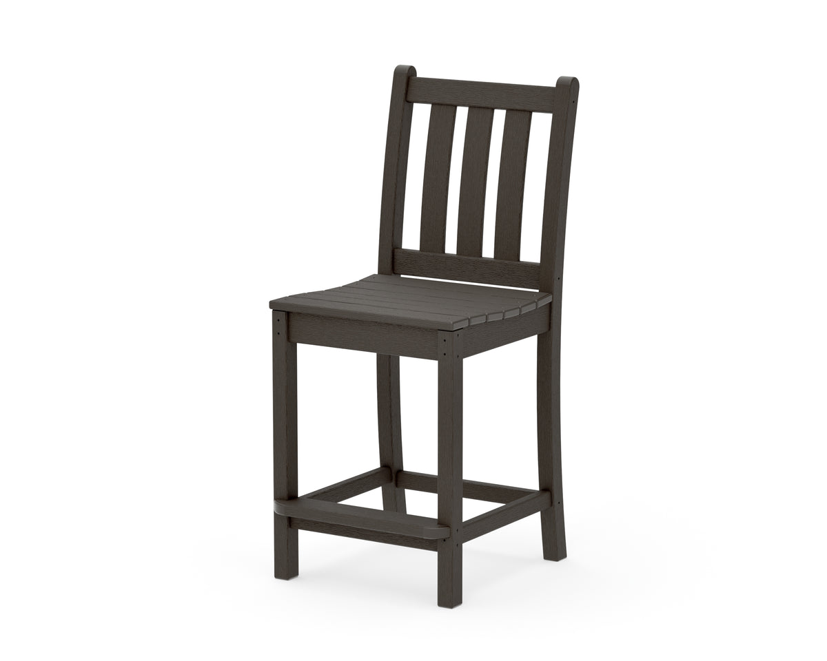 POLYWOOD Traditional Garden Counter Side Chair in Vintage Coffee