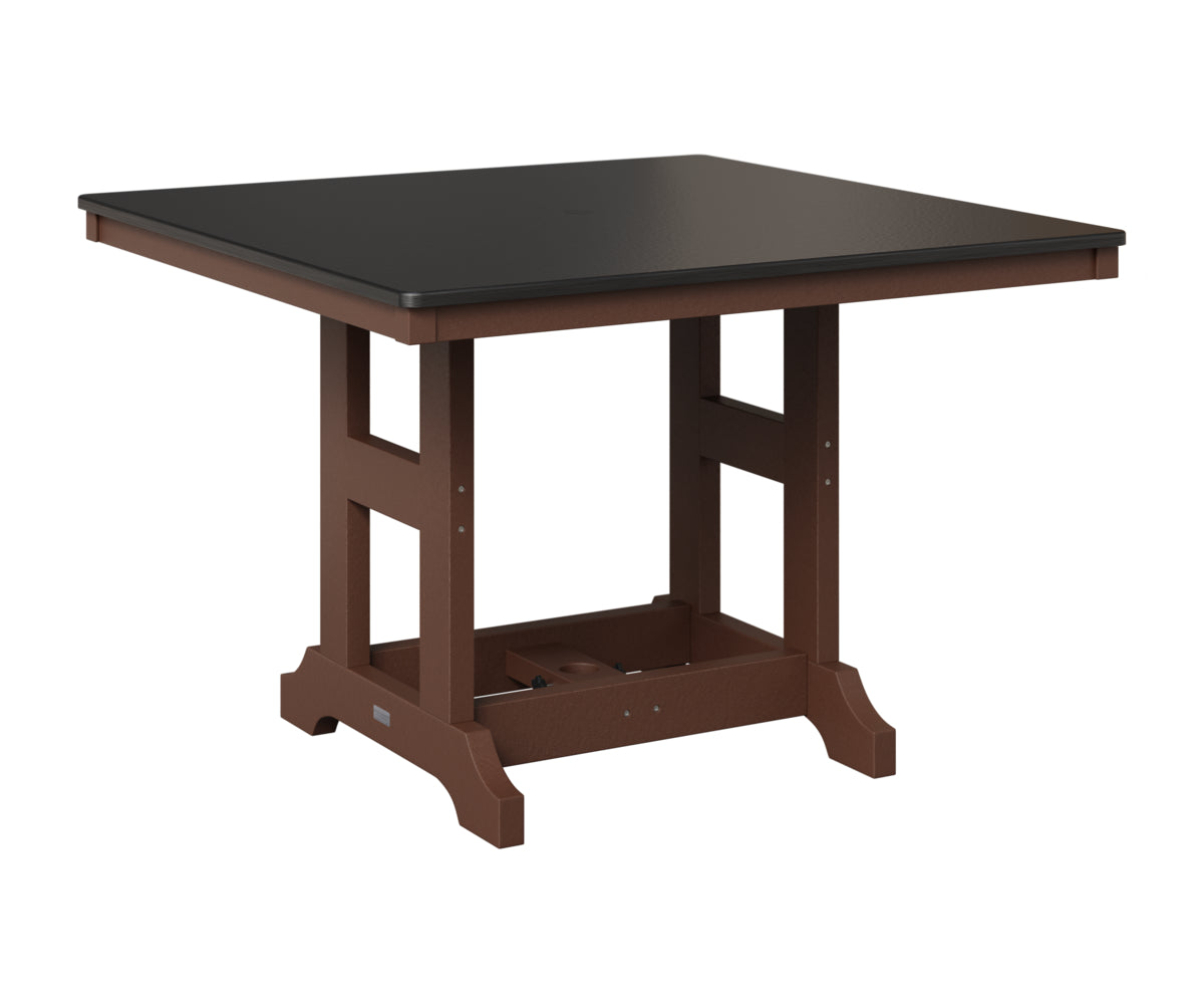 Berlin Gardens Garden Classic 44" Square Table in Chocolate Brown, Hammered Black top