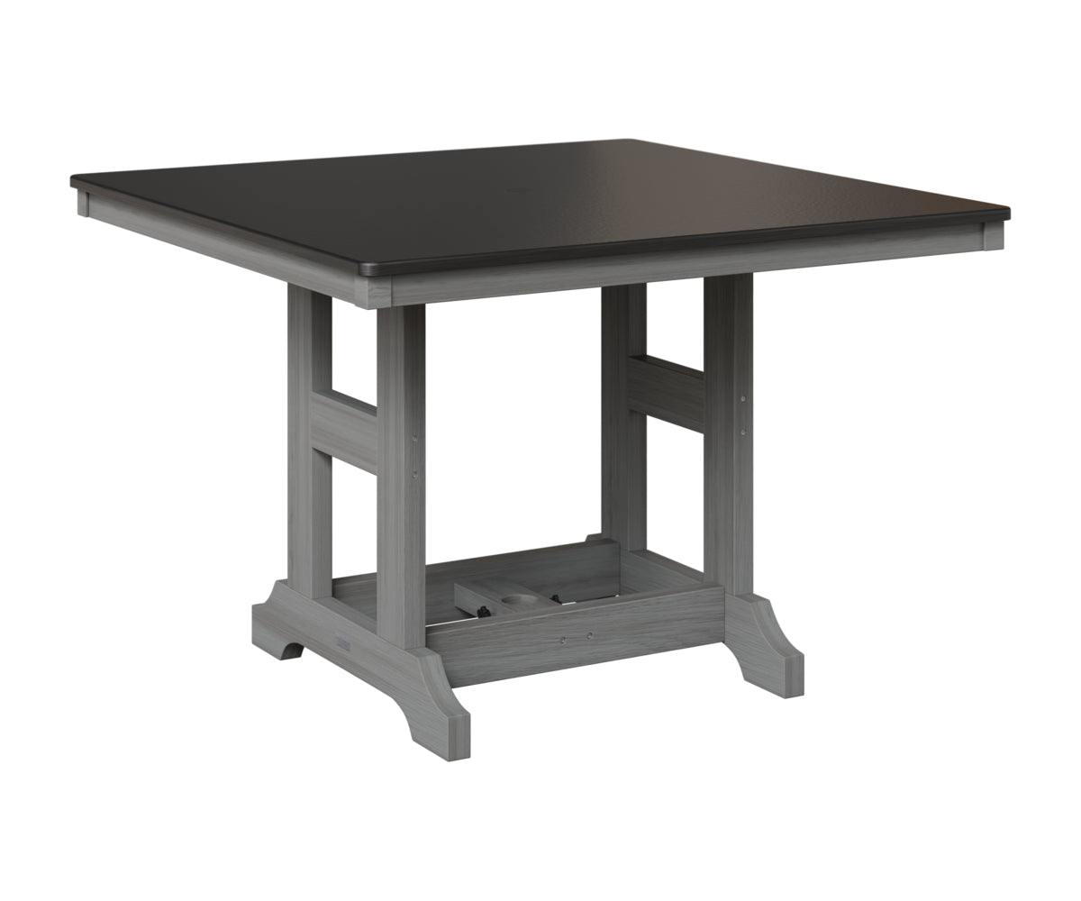 Berlin Gardens Garden Classic 44" Square Table in Driftwood Gray, Hammered Black top