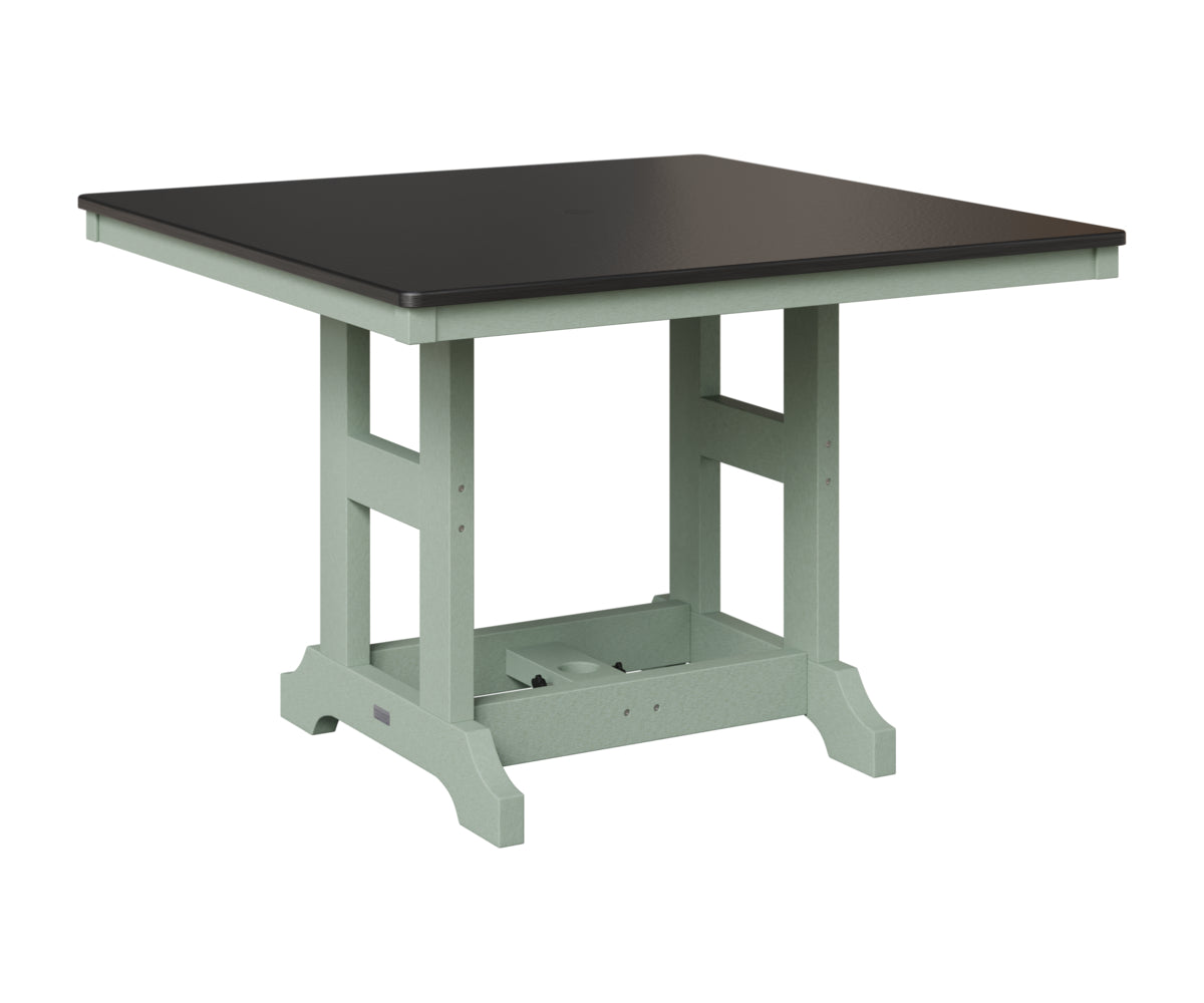 Berlin Gardens Garden Classic 44" Square Table in Sea Foam, Hammered Black top