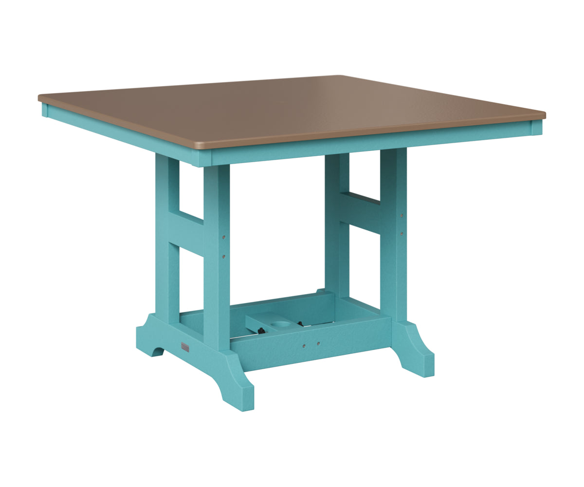 Berlin Gardens Garden Classic 44" Square Table in Aruba Blue, Hammered Bronze top