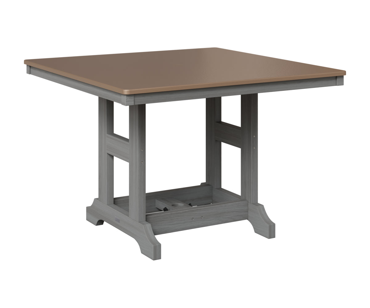 Berlin Gardens Garden Classic 44" Square Table in Driftwood Gray, Hammered Bronze top