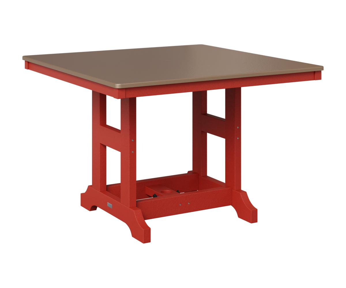 Berlin Gardens Garden Classic 44" Square Table in Scarlet Red, Hammered Bronze top
