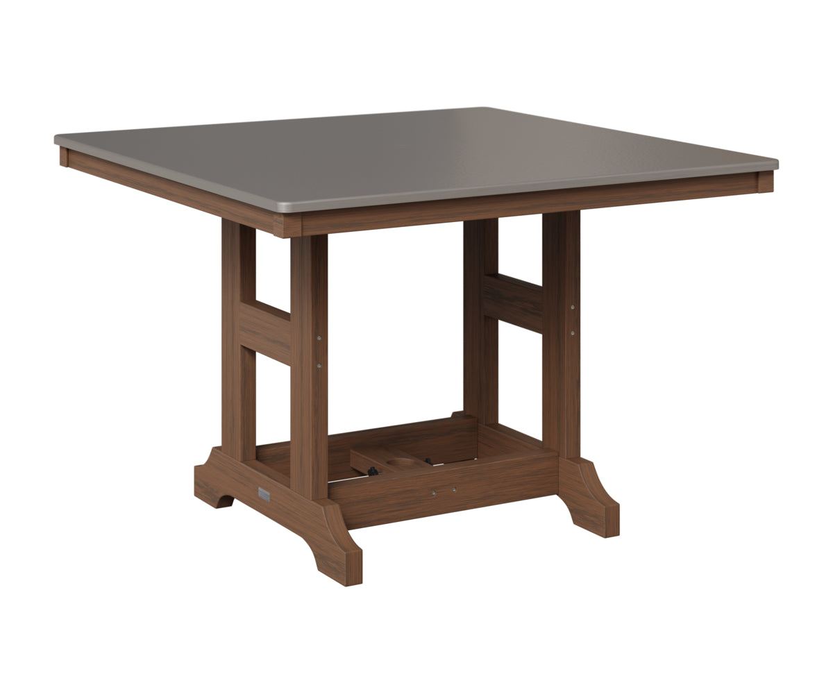 Berlin Gardens Garden Classic 44" Square Table in Brazilian Walnut, Hammered Stainless top