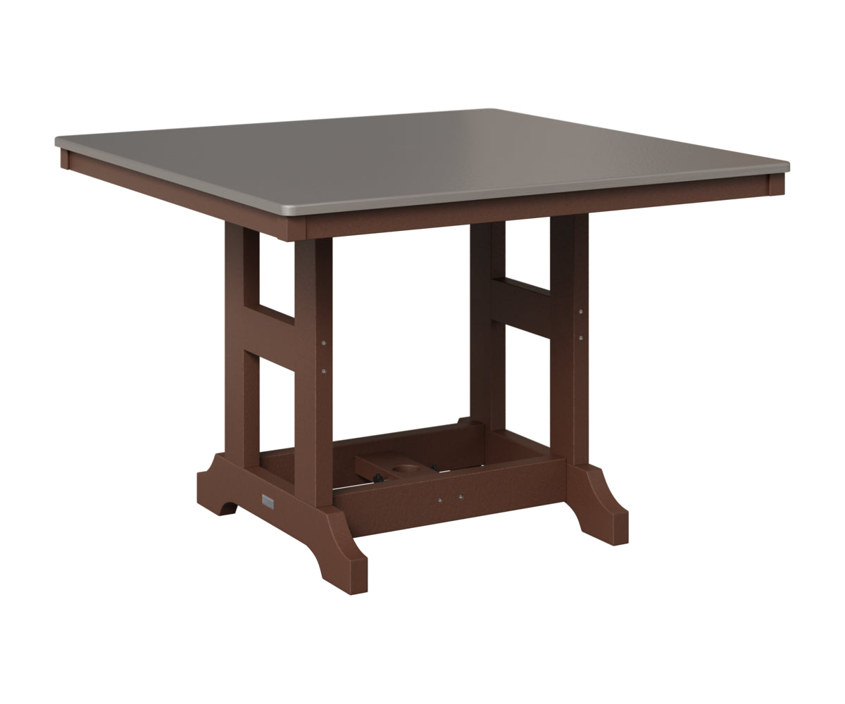 Berlin Gardens Garden Classic 44" Square Table in Chocolate Brown, Hammered Stainless top