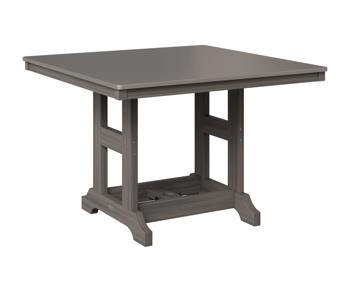 Berlin Gardens Garden Classic 44" Square Table in Coastal Gray, Hammered Stainless top