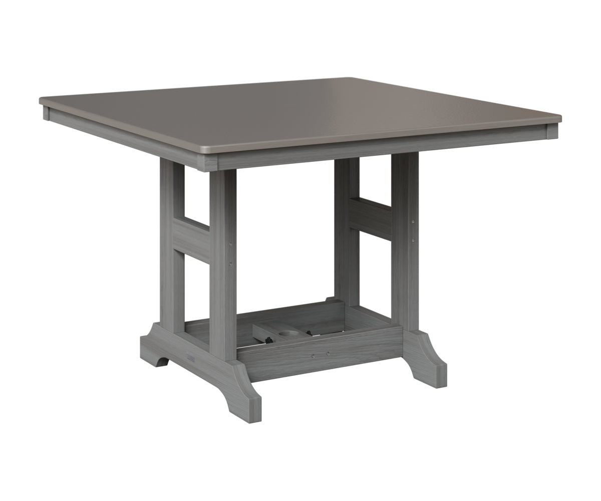 Berlin Gardens Garden Classic 44" Square Table in Driftwood Gray, Hammered Stainless top
