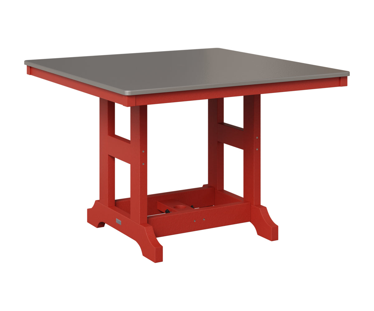 Berlin Gardens Garden Classic 44" Square Table in Scarlet Red, Hammered Stainless top