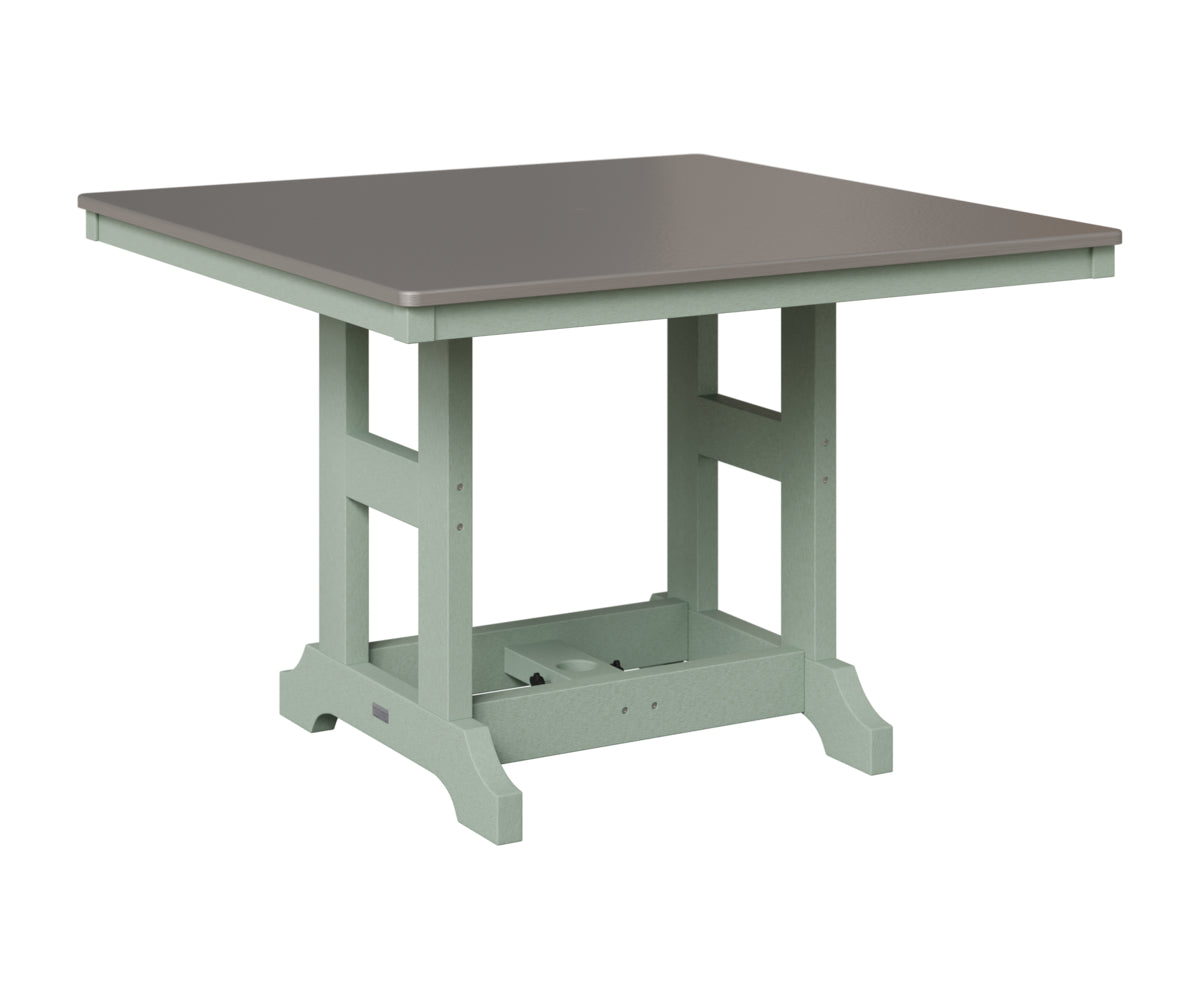 Berlin Gardens Garden Classic 44" Square Table in Sea Foam, Hammered Stainless top