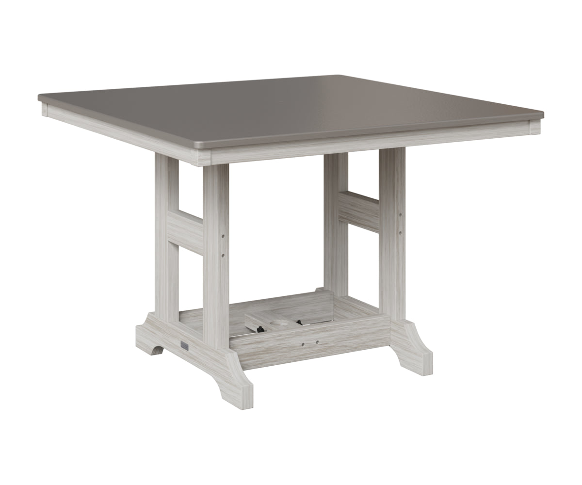 Berlin Gardens Garden Classic 44" Square Table in Seashell, Hammered Stainless top