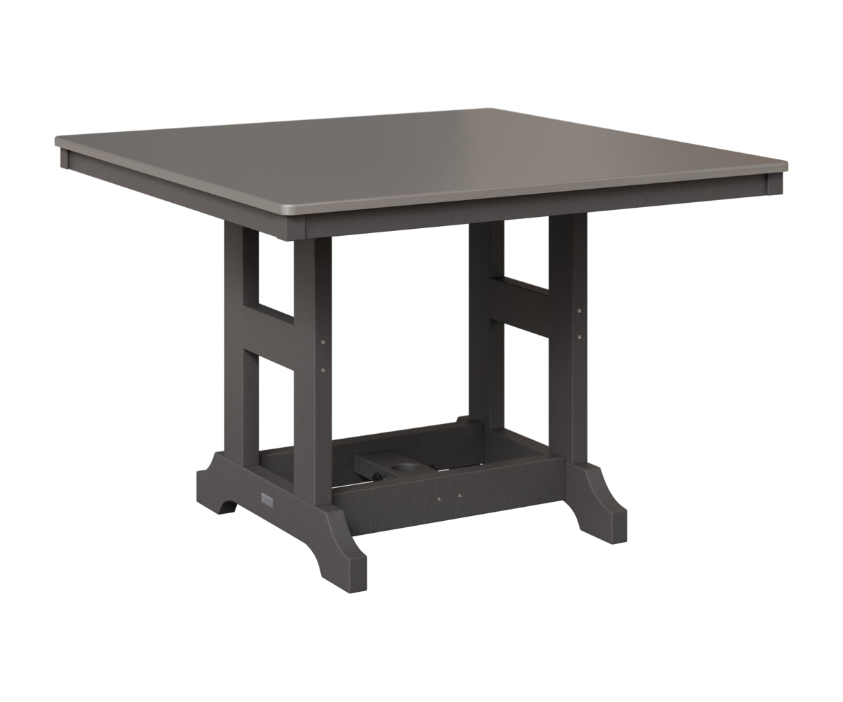 Berlin Gardens Garden Classic 44" Square Table in Smoke Gray, Hammered Stainless top