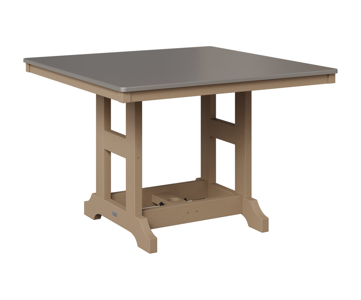 Berlin Gardens Garden Classic 44" Square Table in Weatherwood, Hammered Stainless top