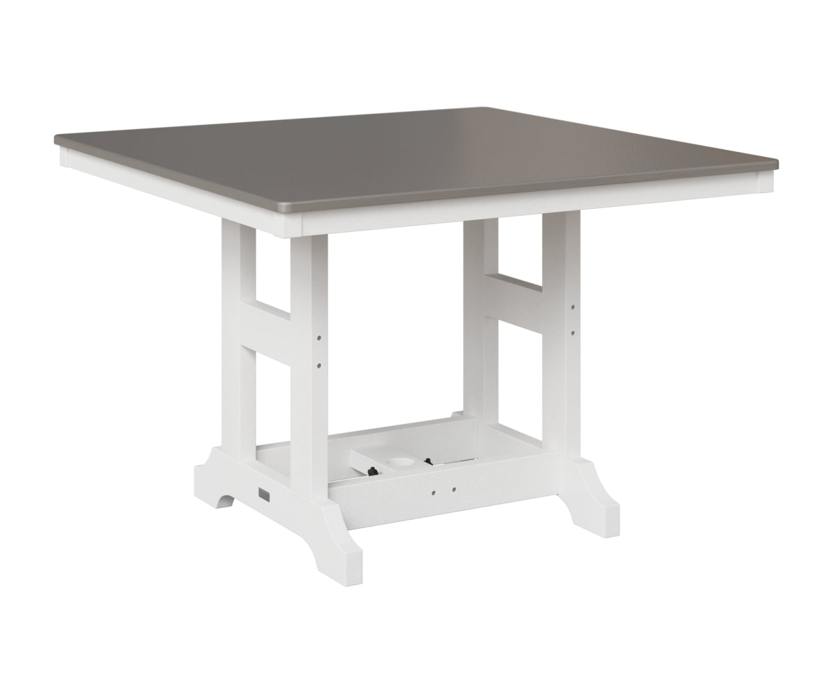 Berlin Gardens Garden Classic 44" Square Table in White, Hammered Stainless top