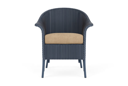 Lloyd Flanders Lloyd Loom Dining Armchair – 2x2 Weave in Denim Blue with Hayden Sand fabric