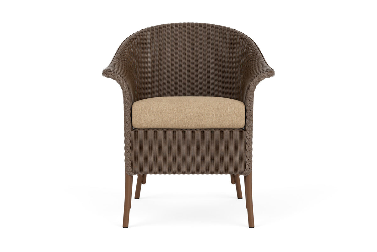 Lloyd Flanders Lloyd Loom Dining Armchair – 2x2 Weave in Bark with Hayden Sand fabric