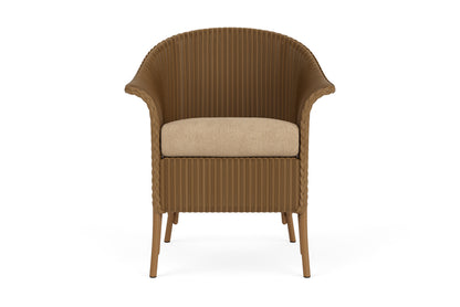 Lloyd Flanders Lloyd Loom Dining Armchair – 2x2 Weave in Hickory with Hayden Sand fabric