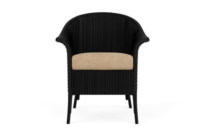 Lloyd Flanders Lloyd Loom Dining Armchair – 2x2 Weave in Ebony with Hayden Sand fabric