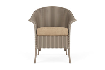 Lloyd Flanders Lloyd Loom Dining Armchair – 2x2 Weave in French Beige with Hayden Sand fabric