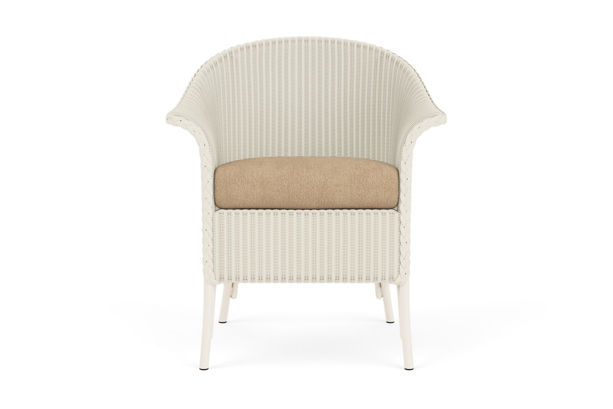 Lloyd Flanders Lloyd Loom Dining Armchair – 2x2 Weave in Ivory with Hayden Sand fabric