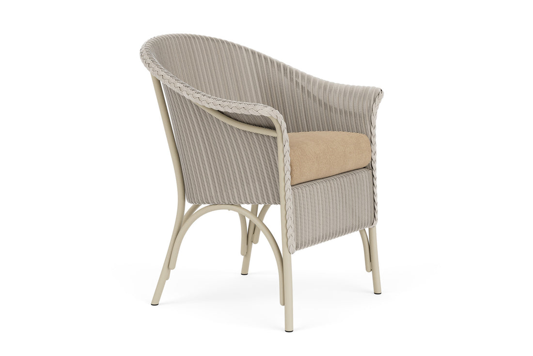 Lloyd Flanders Lloyd Loom Dining Armchair – 2x2 Weave in Linen with Hayden Sand fabric, view 3