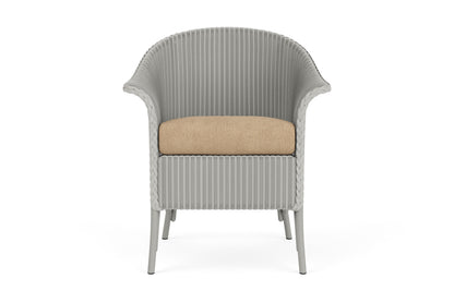Lloyd Flanders Lloyd Loom Dining Armchair – 2x2 Weave in Platinum with Hayden Sand fabric