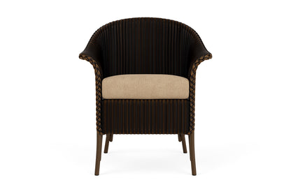 Lloyd Flanders Lloyd Loom Dining Armchair – 2x2 Weave in Mink with Hayden Sand fabric