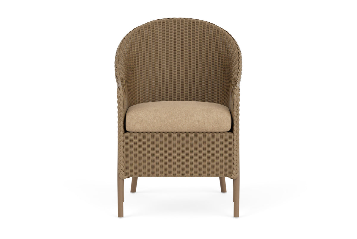 Lloyd Flanders Lloyd Loom Dining Armchair – 1x1 Weave in Fawn with Hayden Sand fabric