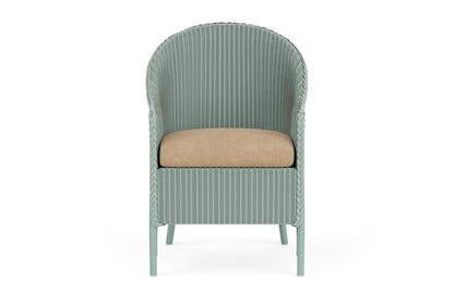 Lloyd Flanders Lloyd Loom Dining Armchair – 1x1 Weave in Sea Glass with Hayden Sand fabric