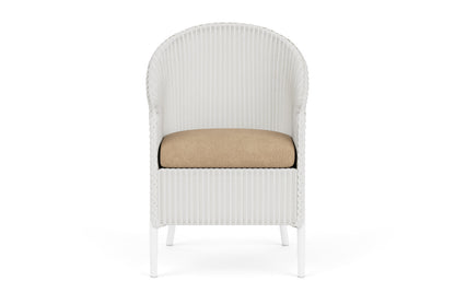 Lloyd Flanders Lloyd Loom Dining Armchair – 1x1 Weave in Matte White with Hayden Sand fabric