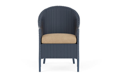 Lloyd Flanders Lloyd Loom Dining Armchair – 1x1 Weave in Denim Blue with Hayden Sand fabric