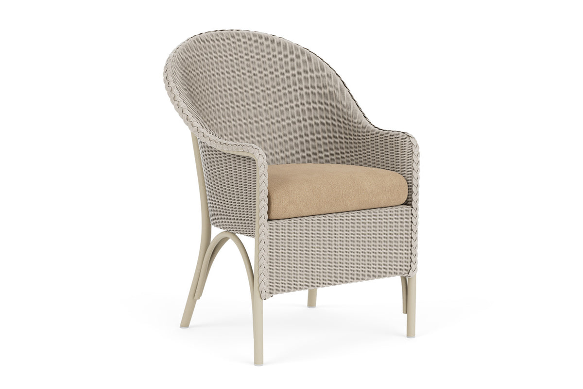 Lloyd Flanders Lloyd Loom Dining Armchair – 1x1 Weave in Linen with Hayden Sand fabric, view 2