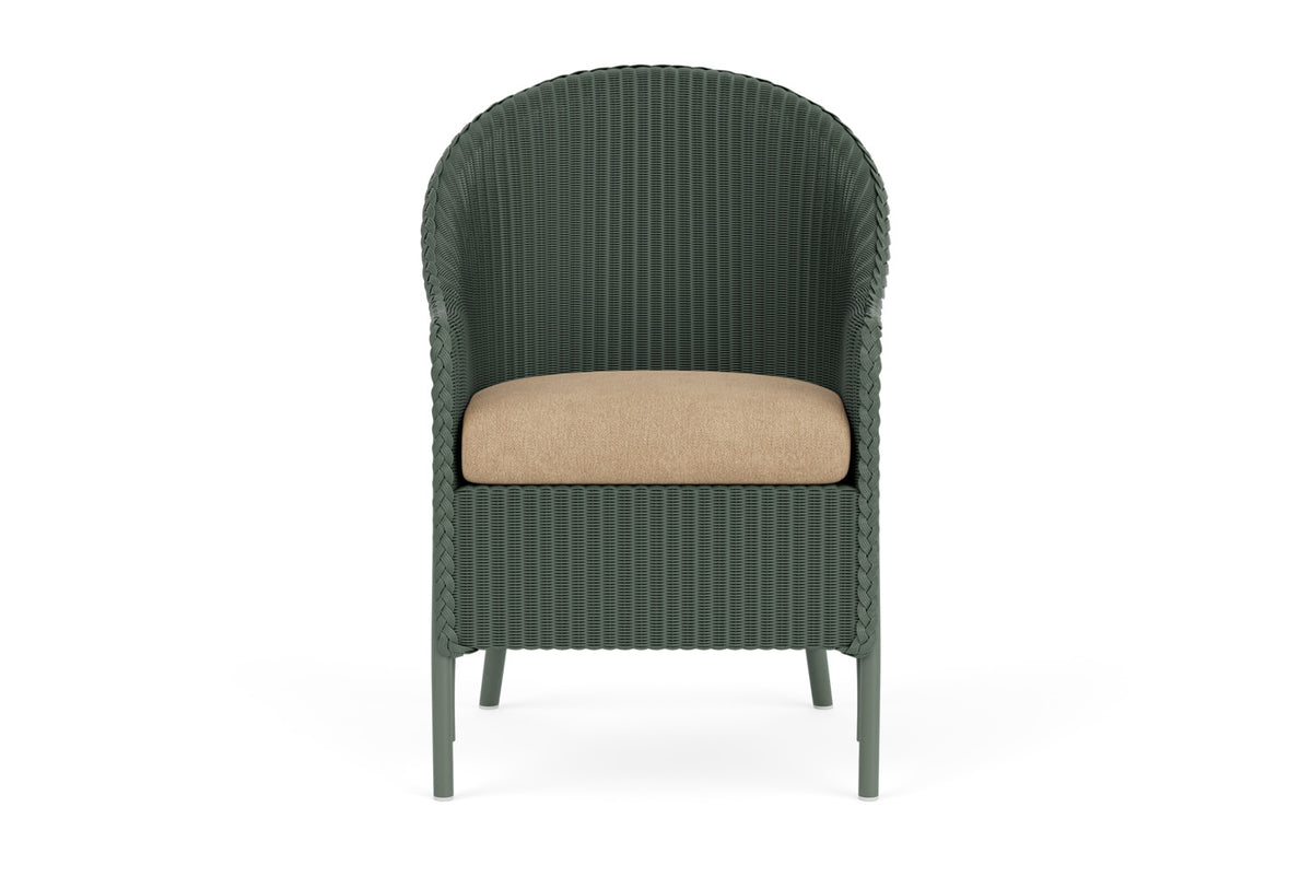Lloyd Flanders Lloyd Loom Dining Armchair – 1x1 Weave in Spruce with Hayden Sand fabric