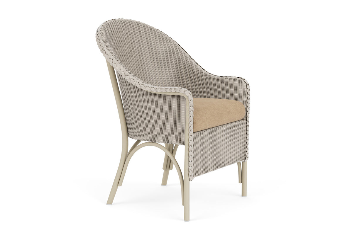 Lloyd Flanders Lloyd Loom Dining Armchair – 1x1 Weave in Linen with Hayden Sand fabric, view 3