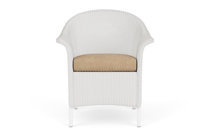 Lloyd Flanders Lloyd Loom Dining Armchair – 1x1 Weave in Matte White with Hayden Sand fabric