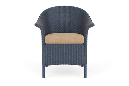 Lloyd Flanders Lloyd Loom Dining Armchair – 1x1 Weave in Denim Blue with Hayden Sand fabric