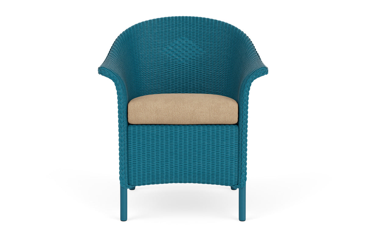 Lloyd Flanders Lloyd Loom Dining Armchair – 1x1 Weave in Peacock with Hayden Sand fabric