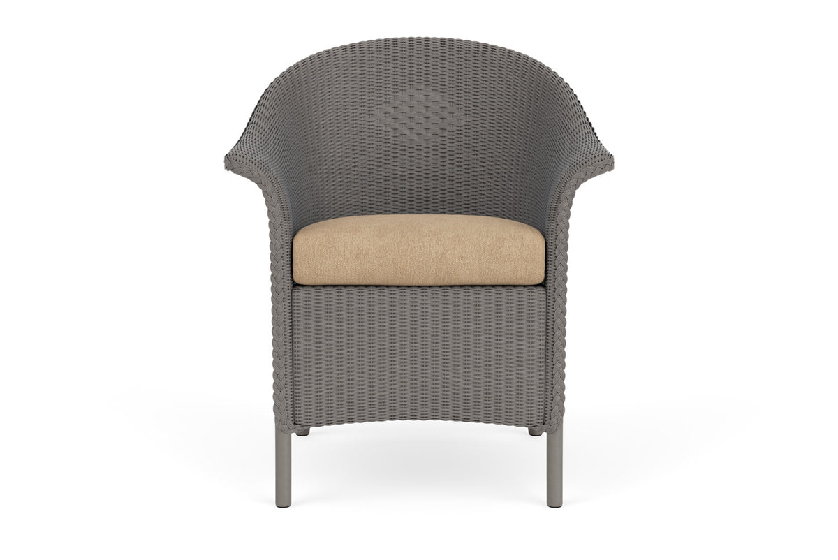 Lloyd Flanders Lloyd Loom Dining Armchair – 1x1 Weave in Pewter with Hayden Sand fabric