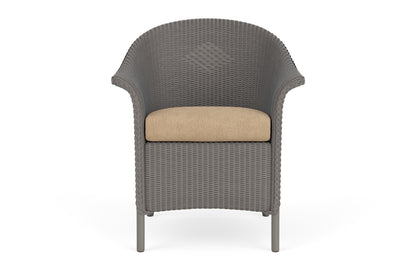 Lloyd Flanders Lloyd Loom Dining Armchair – 1x1 Weave in Pewter with Hayden Sand fabric