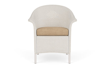 Lloyd Flanders Lloyd Loom Dining Armchair – 1x1 Weave in Antique White with Hayden Sand fabric