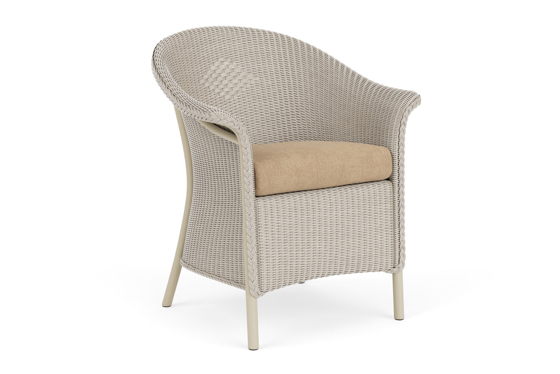Lloyd Flanders Lloyd Loom Dining Armchair – 1x1 Weave in Linen with Hayden Sand fabric, view 2