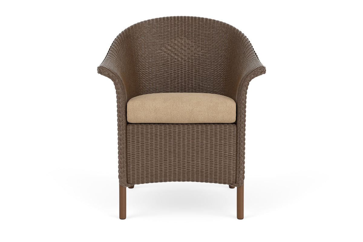 Lloyd Flanders Lloyd Loom Dining Armchair – 1x1 Weave in Bark with Hayden Sand fabric